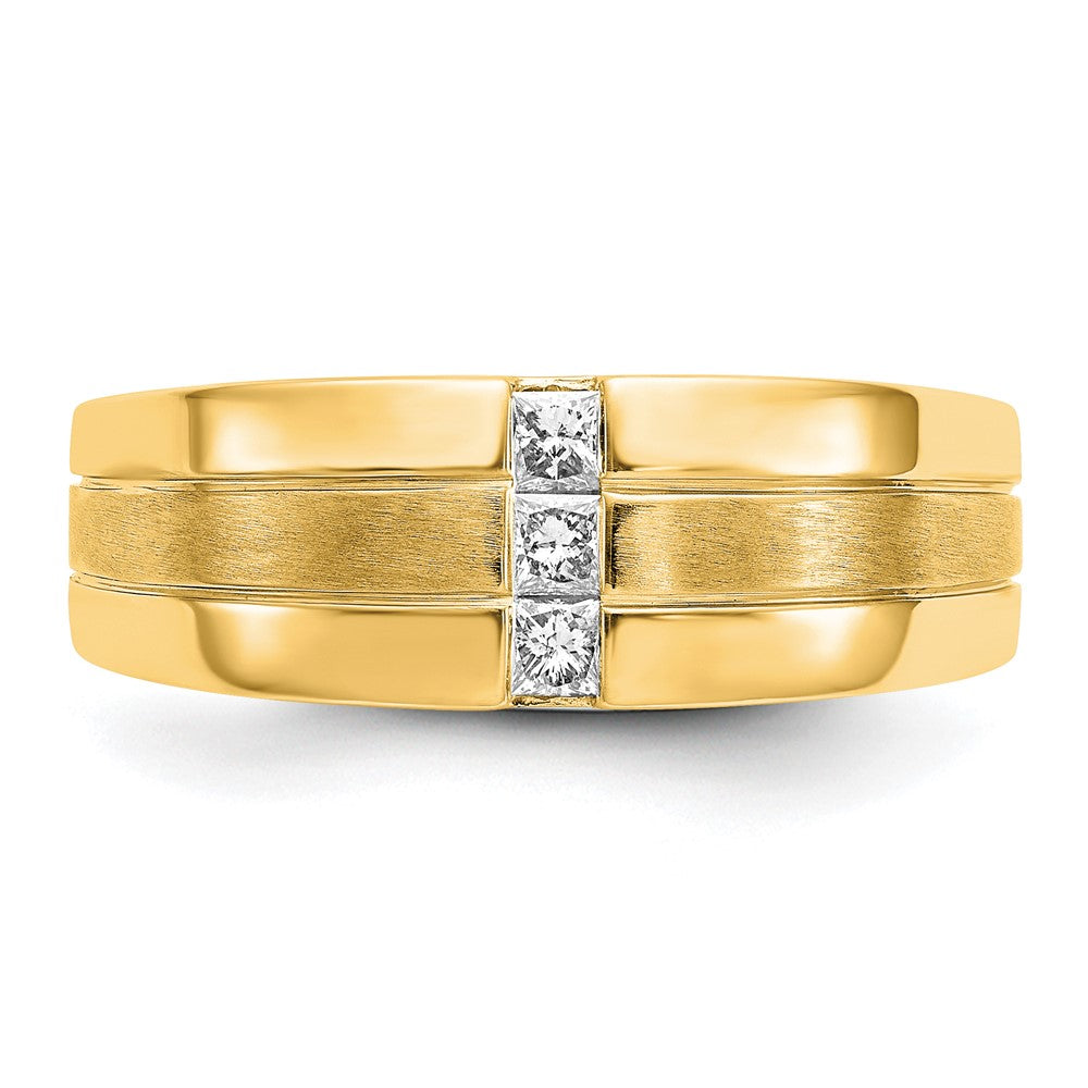 14K Gelbgold Herrenring mit 0,25 ct. laborgezüchtetem Diamant, VS/SI+ G+, poliert und satiniert