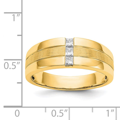 14K Gelbgold Herren-Ring mit natürlichem Diamant, poliert und mattiert