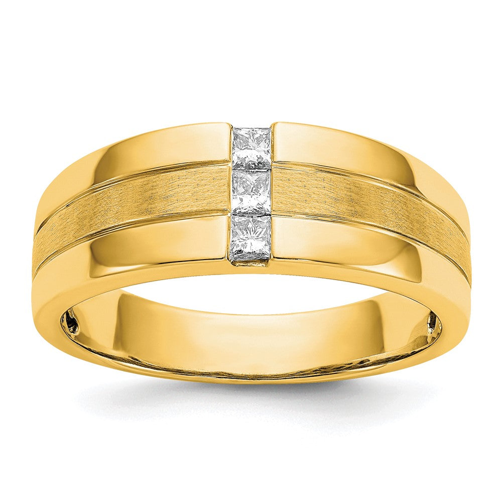 14K Gelbgold Herrenring mit 0,25 ct. laborgezüchtetem Diamant, VS/SI+ G+, poliert und satiniert