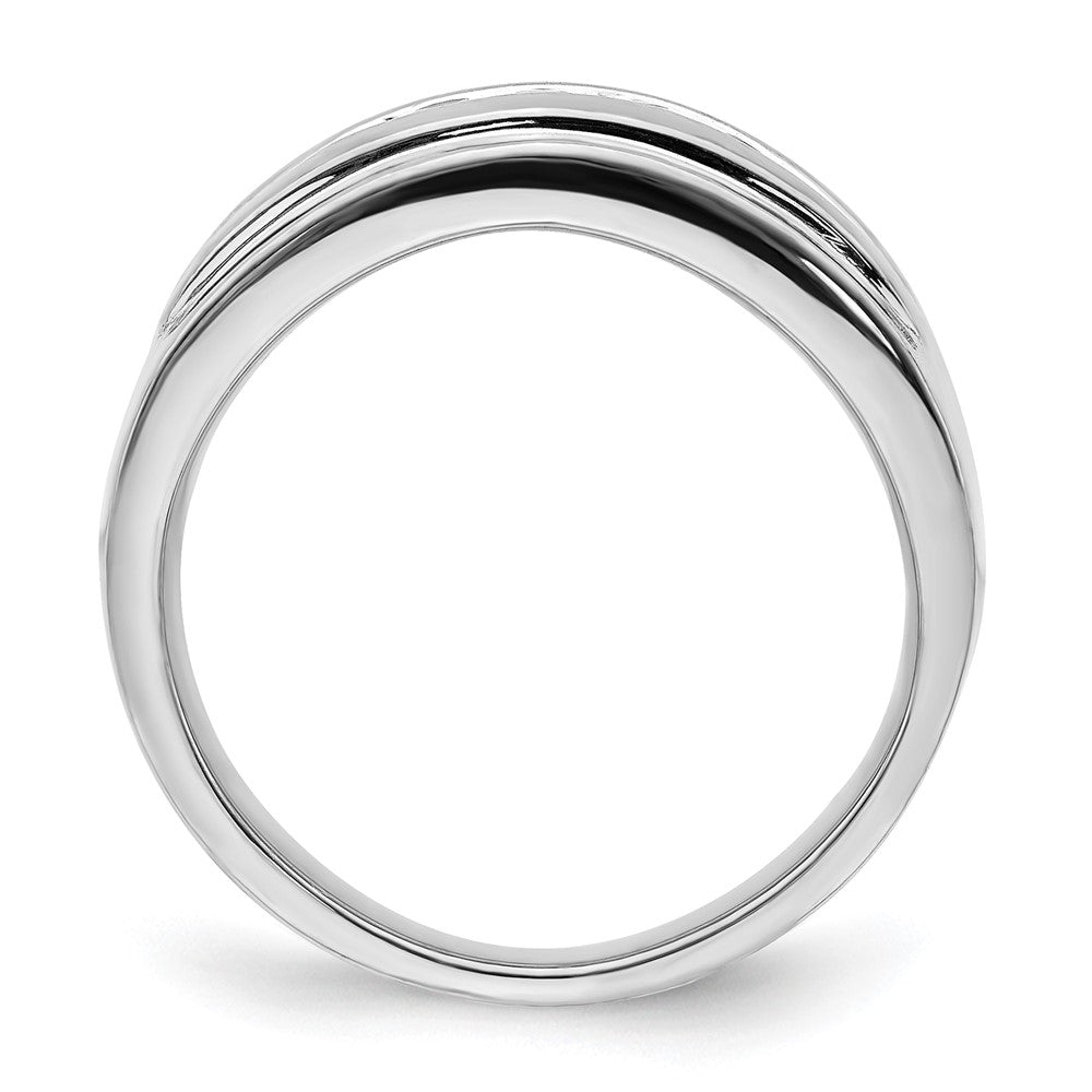 14K Weißgold Herrenring mit 5 natürlichen Diamanten