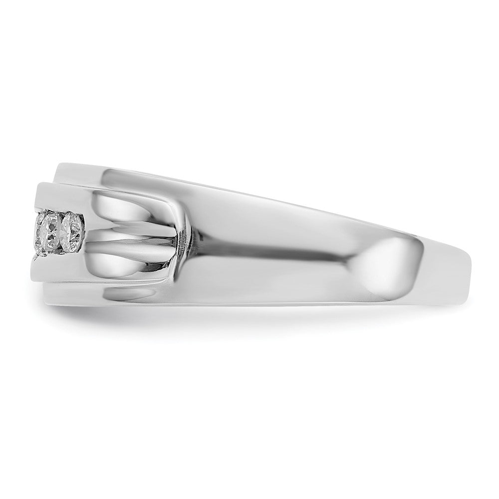 14K Weißgold Herrenring mit 5 natürlichen Diamanten