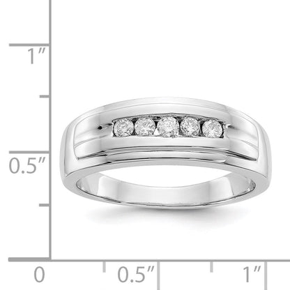 14K Weißgold Herrenring mit 5 natürlichen Diamanten