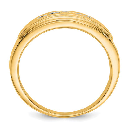 14K Gelbgold Herrenring mit 5 natürlichen Diamanten, 0,25 ct. Gesamtgewicht