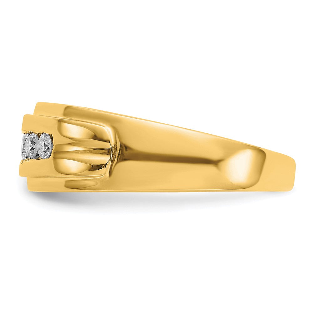 14K Gelbgold Herrenring mit 5 natürlichen Diamanten, 0,25 ct. Gesamtgewicht