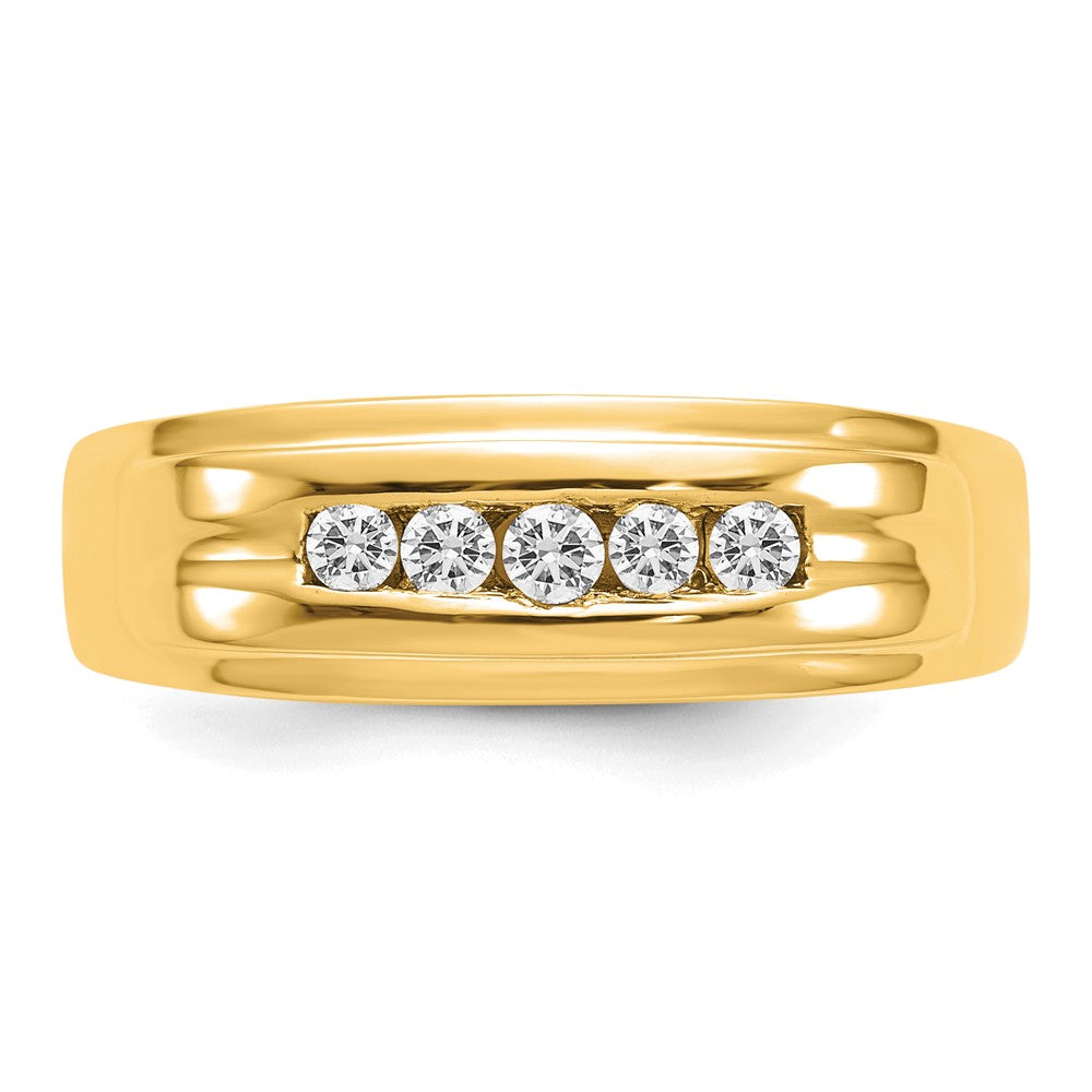 14K Gelbgold Herrenring mit 5 natürlichen Diamanten, 0,25 ct. Gesamtgewicht