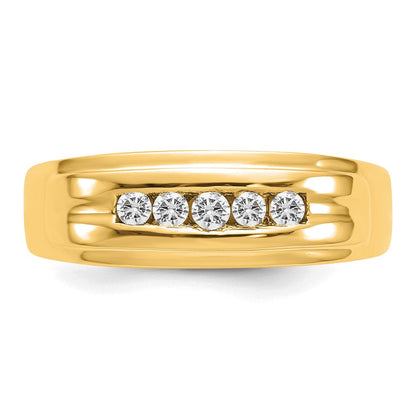 14K Gelbgold Herrenring mit 5 natürlichen Diamanten, 0,25 ct. Gesamtgewicht