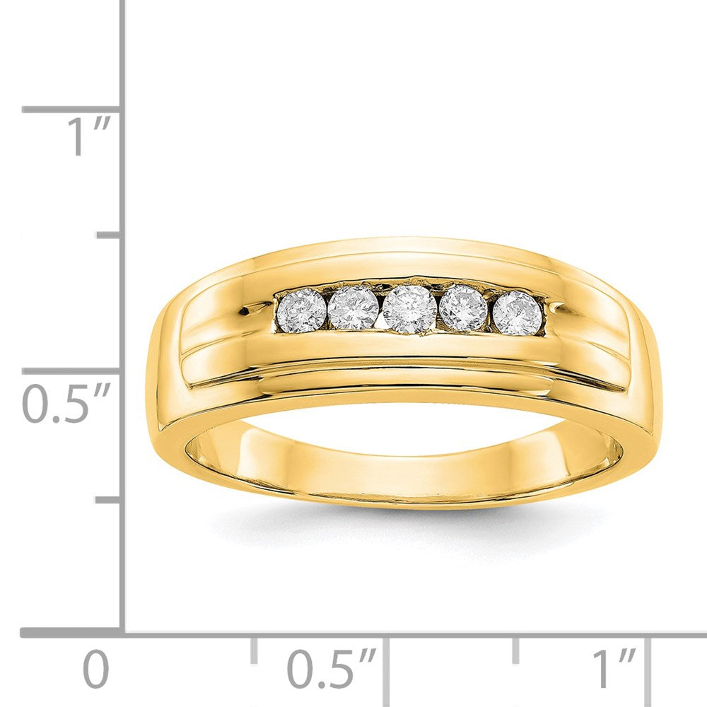 14K Gelbgold Herrenring mit 5 natürlichen Diamanten, 0,25 ct. Gesamtgewicht