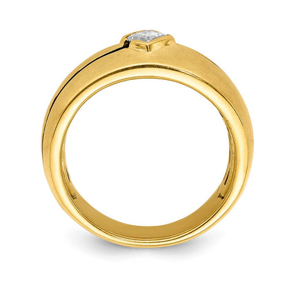 14K Weißgold Herrenring mit natürlichen Diamanten und Emaille