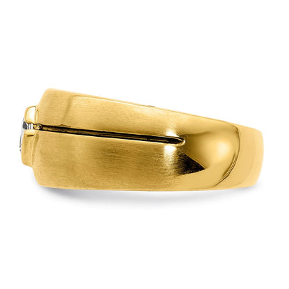 14K Weißgold Herrenring mit natürlichen Diamanten und Emaille