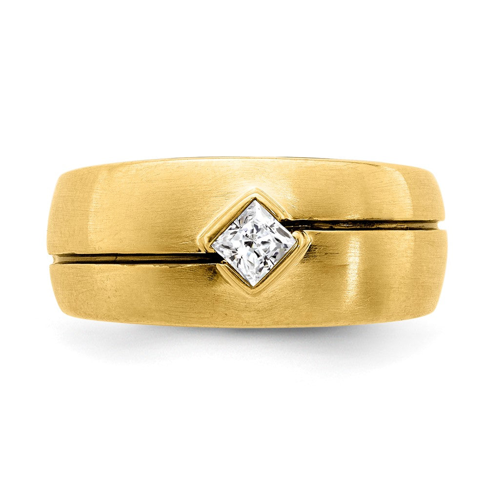 14K Weißgold Herrenring mit natürlichen Diamanten und Emaille