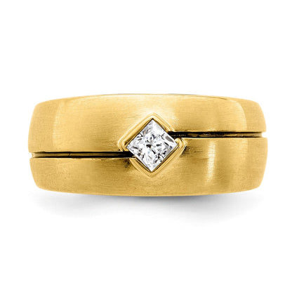 14K Weißgold Herrenring mit natürlichen Diamanten und Emaille