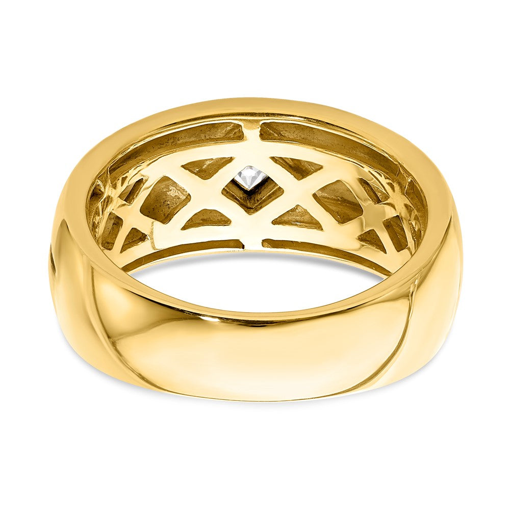 14K Weißgold Herrenring mit natürlichen Diamanten und Emaille