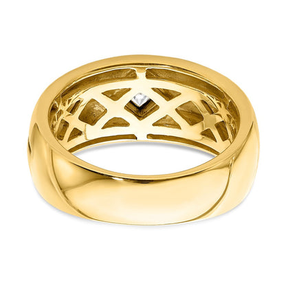 14K Weißgold Herrenring mit natürlichen Diamanten und Emaille