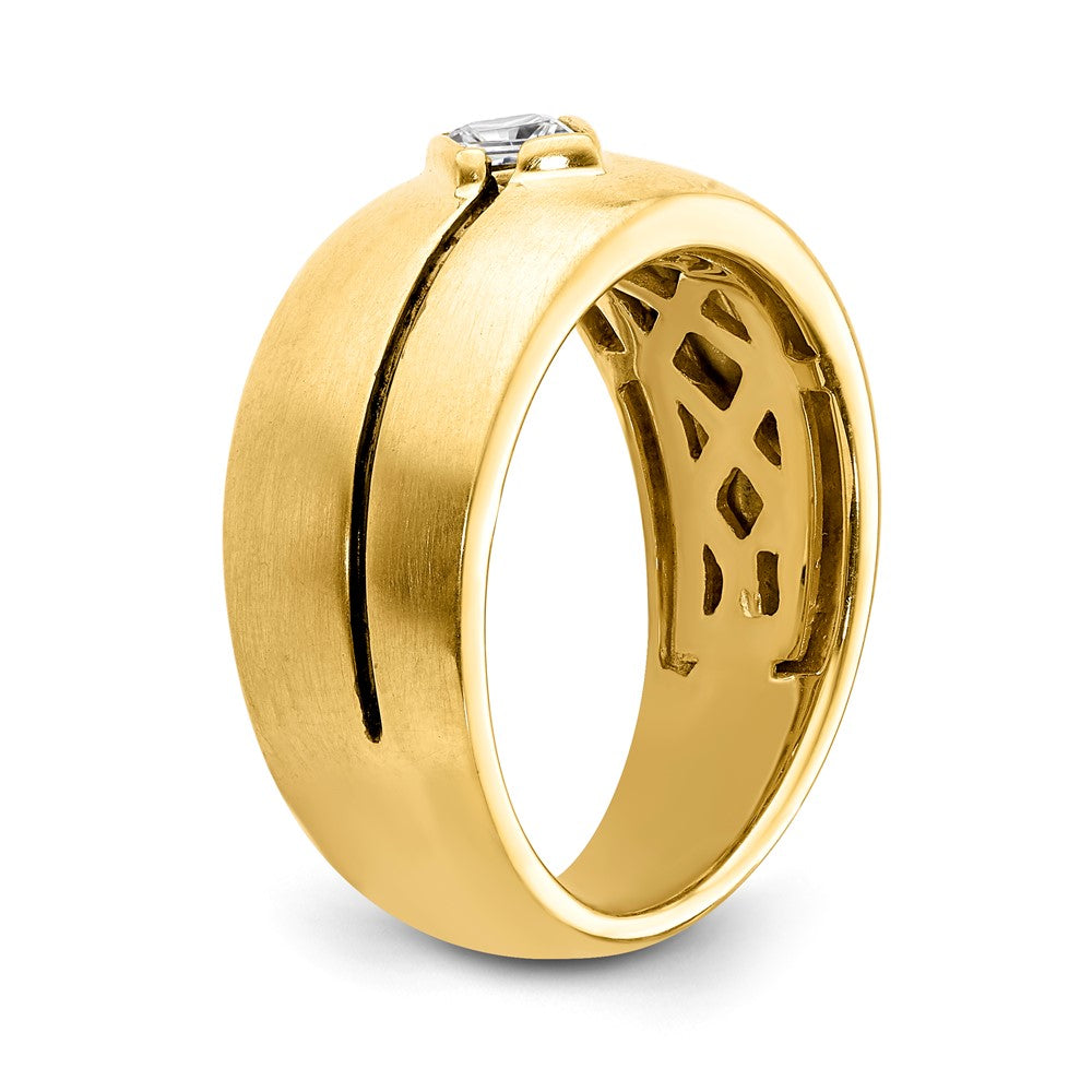 14K Weißgold Herrenring mit natürlichen Diamanten und Emaille