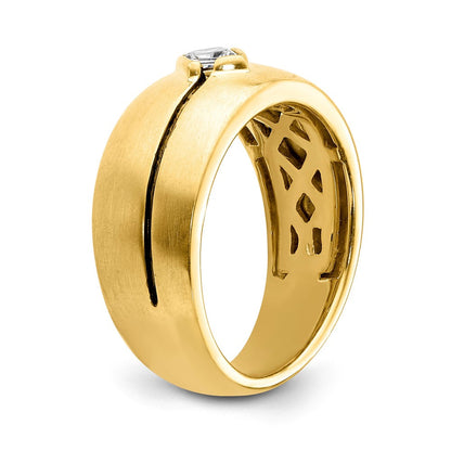 14K Weißgold Herrenring mit natürlichen Diamanten und Emaille