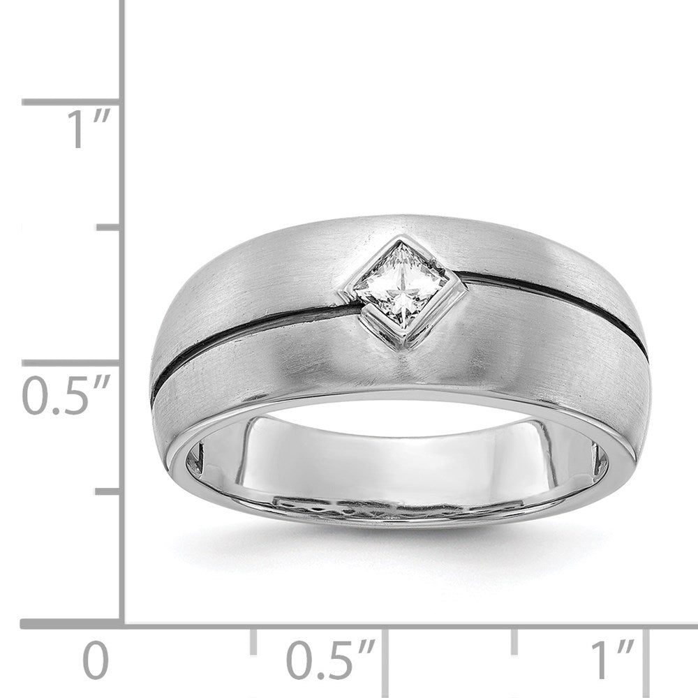 14K Weißgold Herrenring mit natürlichen Diamanten und Emaille