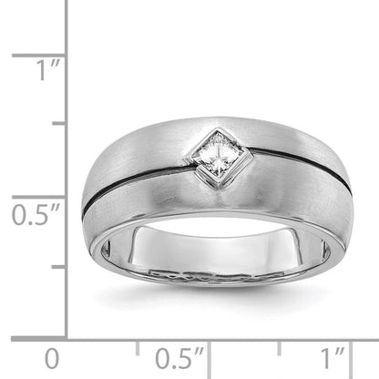 14K Weißgold Herrenring mit natürlichen Diamanten und Emaille