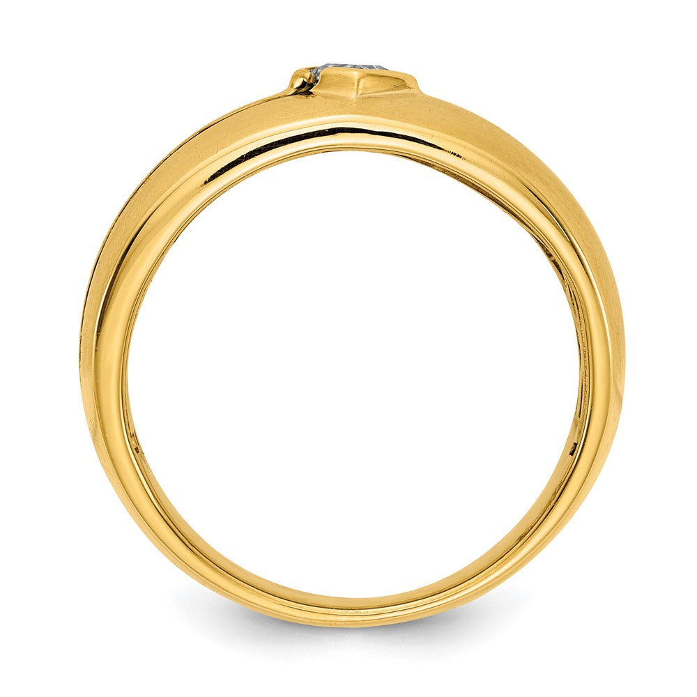 14K Gelbgold Herrenring mit natürlichem Diamant und Emaille