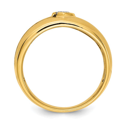 14K Gelbgold Herrenring mit natürlichem Diamant und Emaille