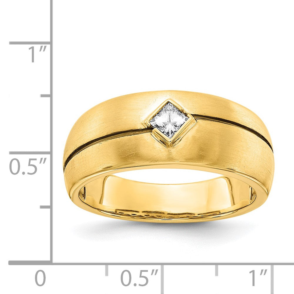 14K Gelbgold Herrenring mit natürlichem Diamant und Emaille