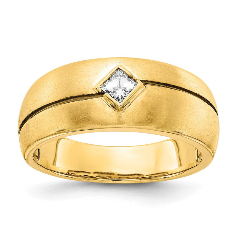 14K Gelbgold Herrenring mit natürlichem Diamant und Emaille