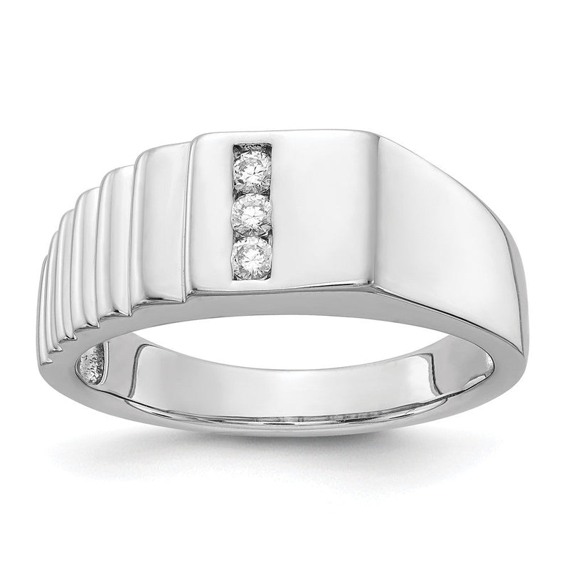 14K Weißgold Herrenring mit natürlichen Diamanten