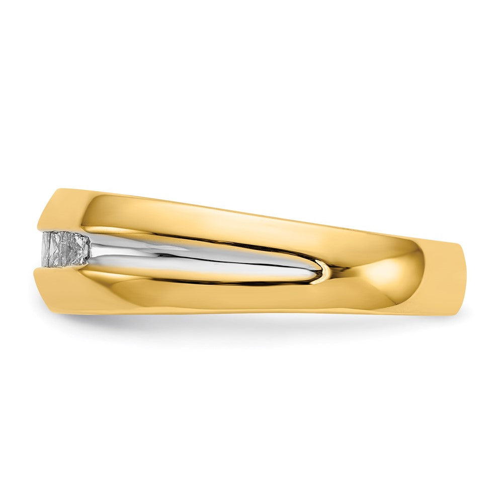 14K Gelb & Rhodium mit Diamant Herren Ring