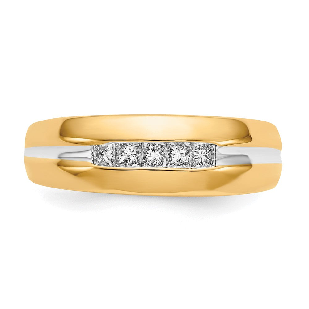 14K Gelb & Rhodium mit Diamant Herren Ring