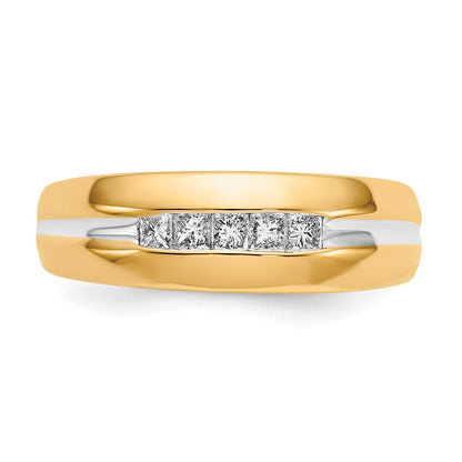14K Gelb & Rhodium mit Diamant Herren Ring