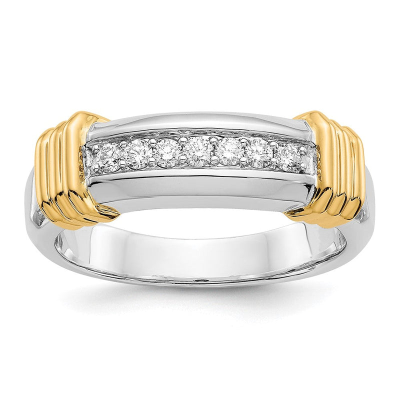 14K Bicolor-Gold Herrenring mit natürlichen Diamanten, 0,246 ct Gesamtgewicht