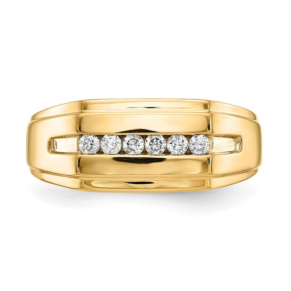 14K Gelbgold Herrenring mit 6 natürlichen Diamanten