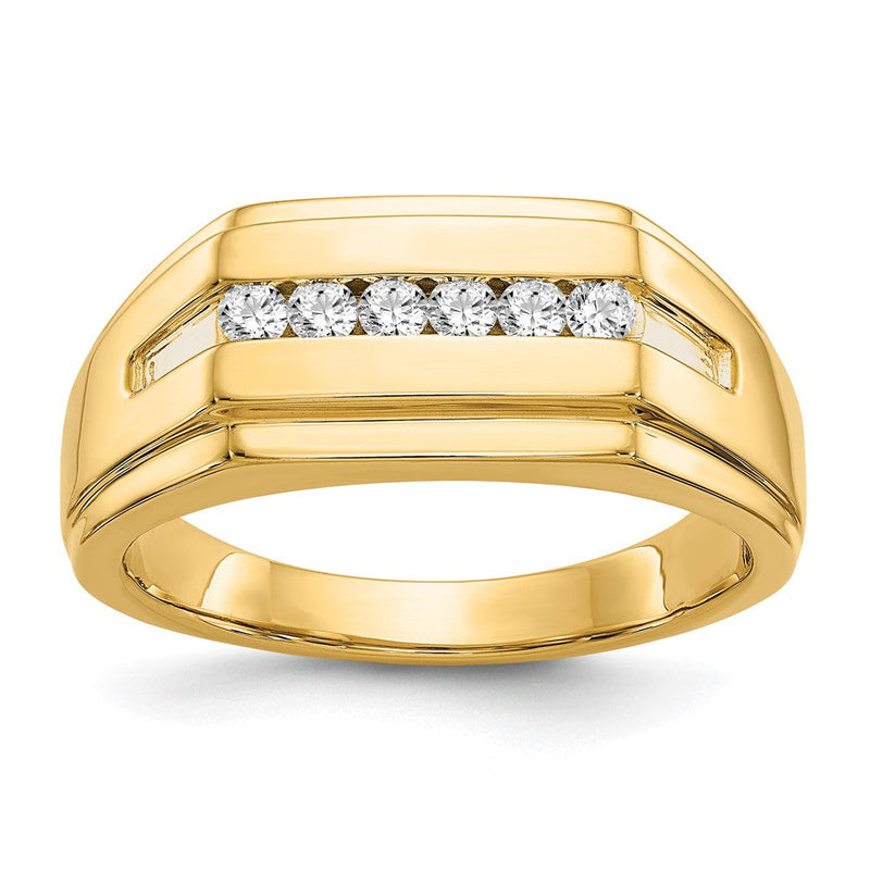 14K Gelbgold Herrenring mit 6 natürlichen Diamanten