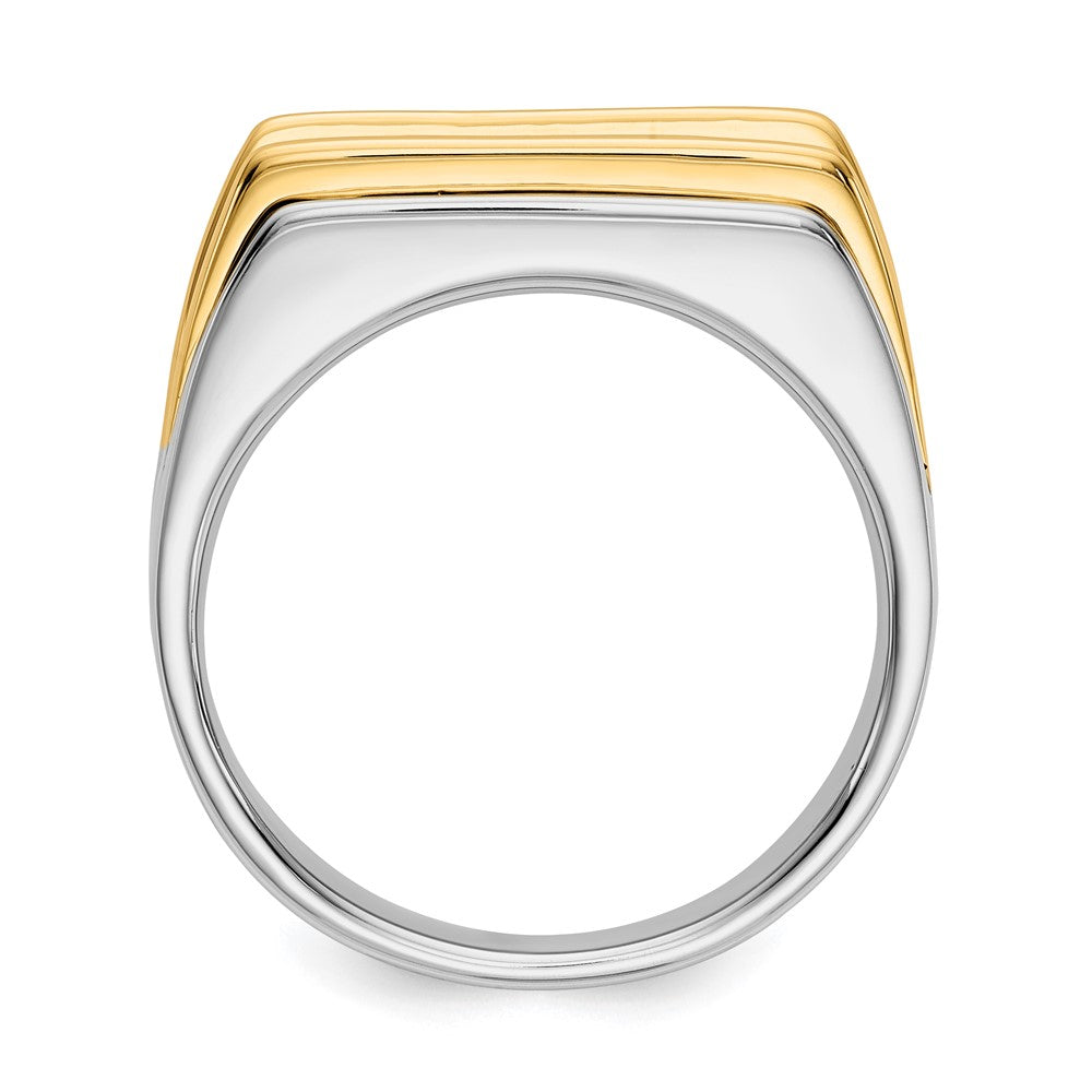 14K Bicolor-Gold Herrenring mit natürlichen Diamanten