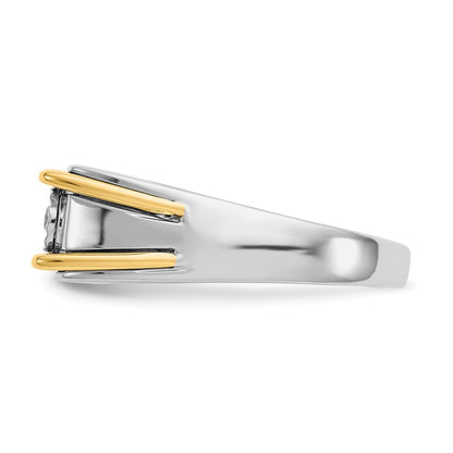 14K Bicolor-Gold Herrenring mit natürlichen Diamanten