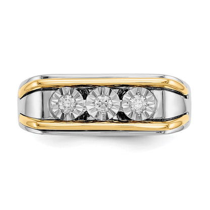 14K Bicolor-Gold Herrenring mit natürlichen Diamanten
