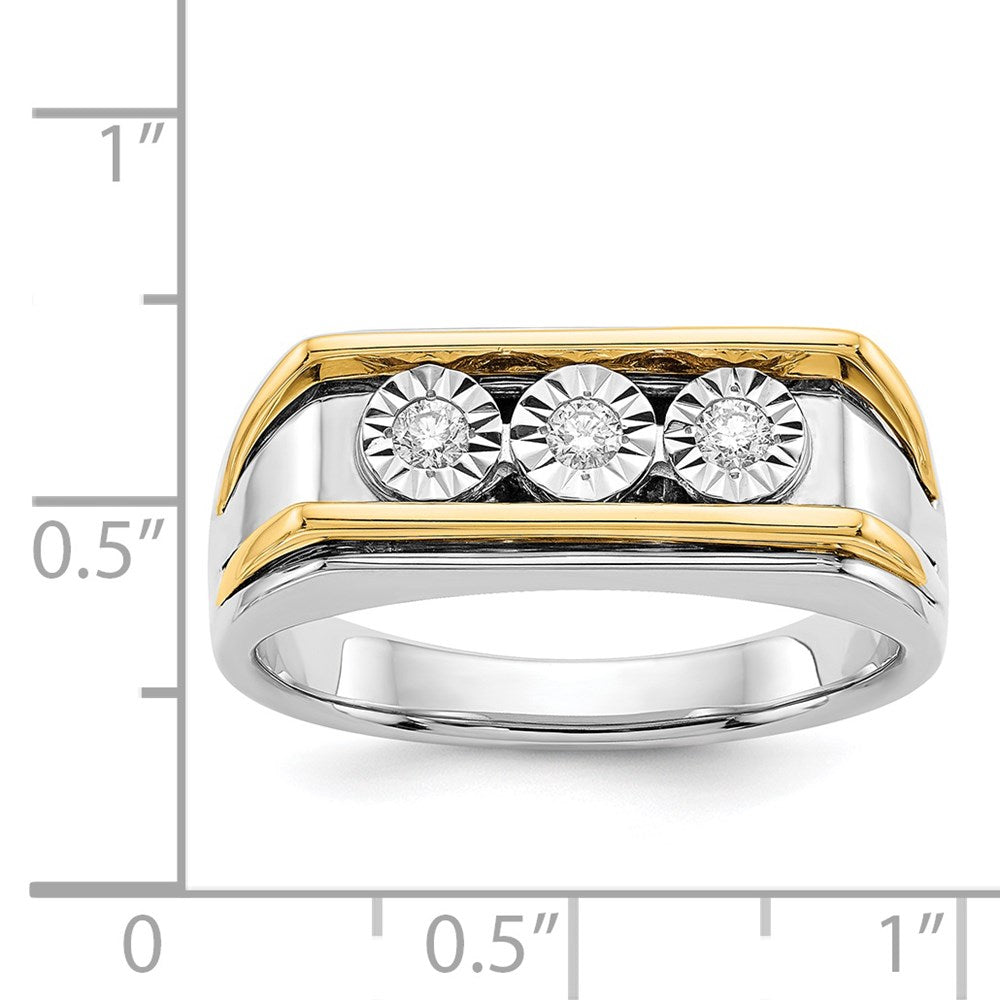 14K Bicolor-Gold Herrenring mit natürlichen Diamanten