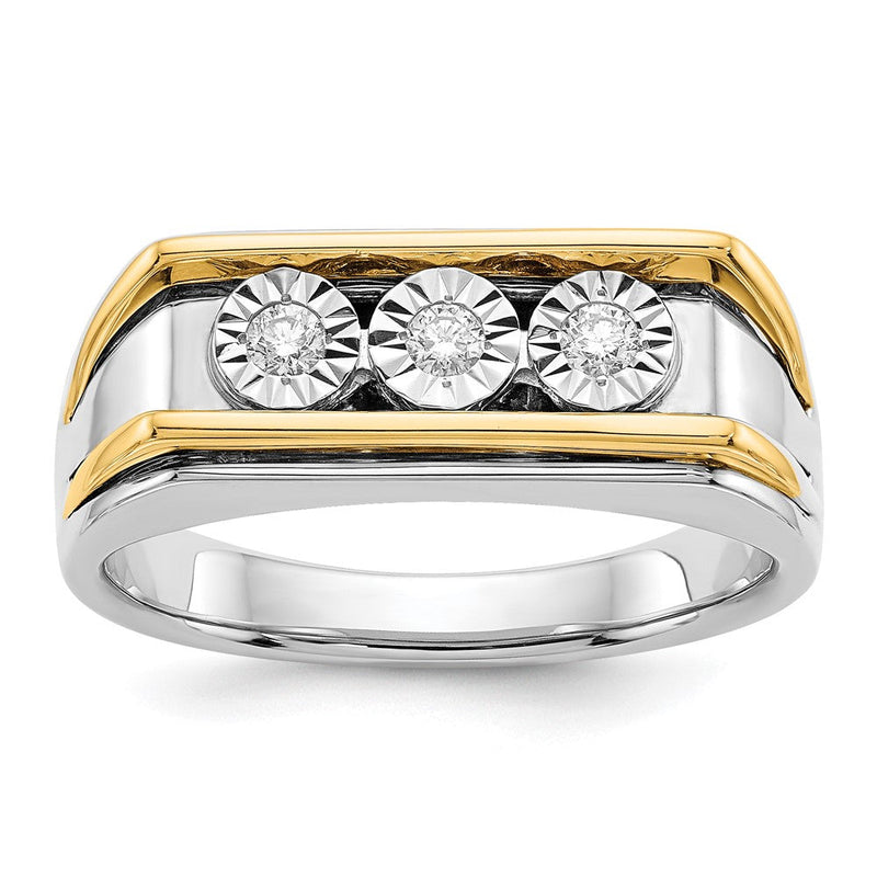 14K Bicolor-Gold Herrenring mit natürlichen Diamanten