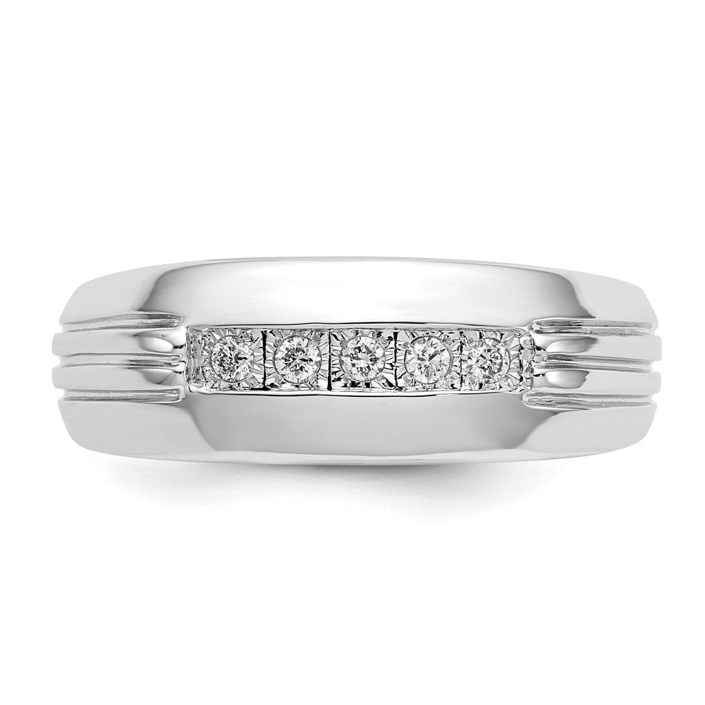 14K Weißgold Diamant 5 Stein Herren Ring