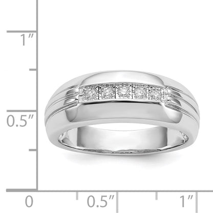 14K Weißgold Diamant 5 Stein Herren Ring