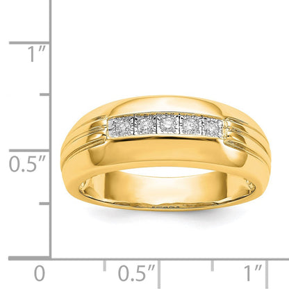 14K Gelbgold Herrenring mit 5 natürlichen Diamanten