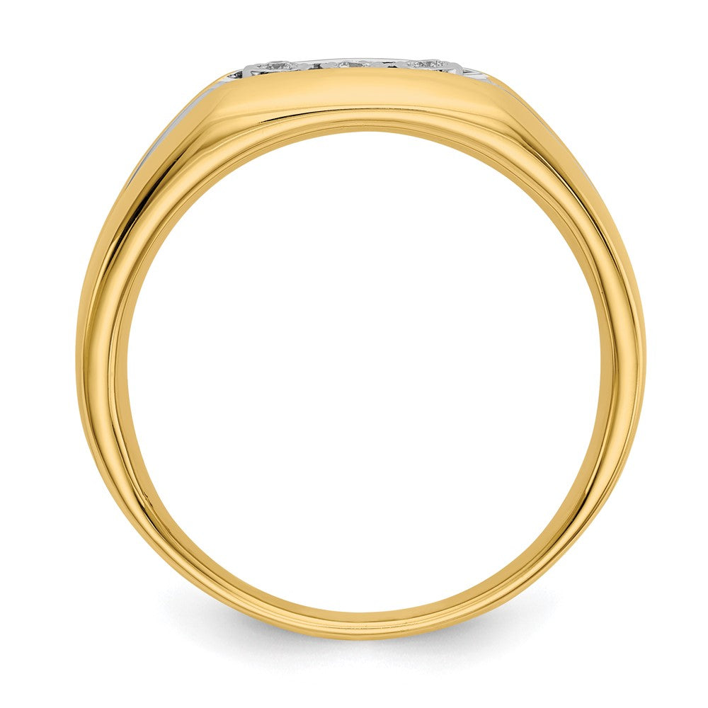 14K Gelb & Rhodium mit Diamant Herren Ring