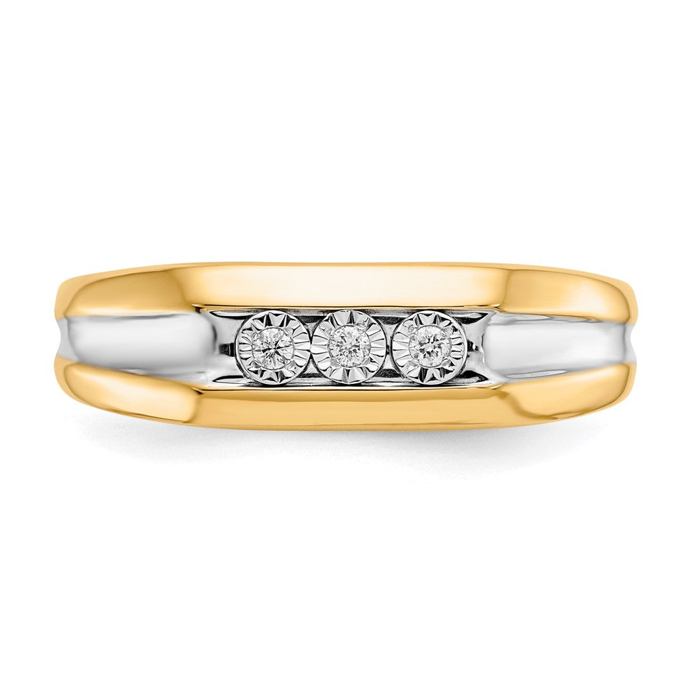 14K Gelb & Rhodium mit Diamant Herren Ring