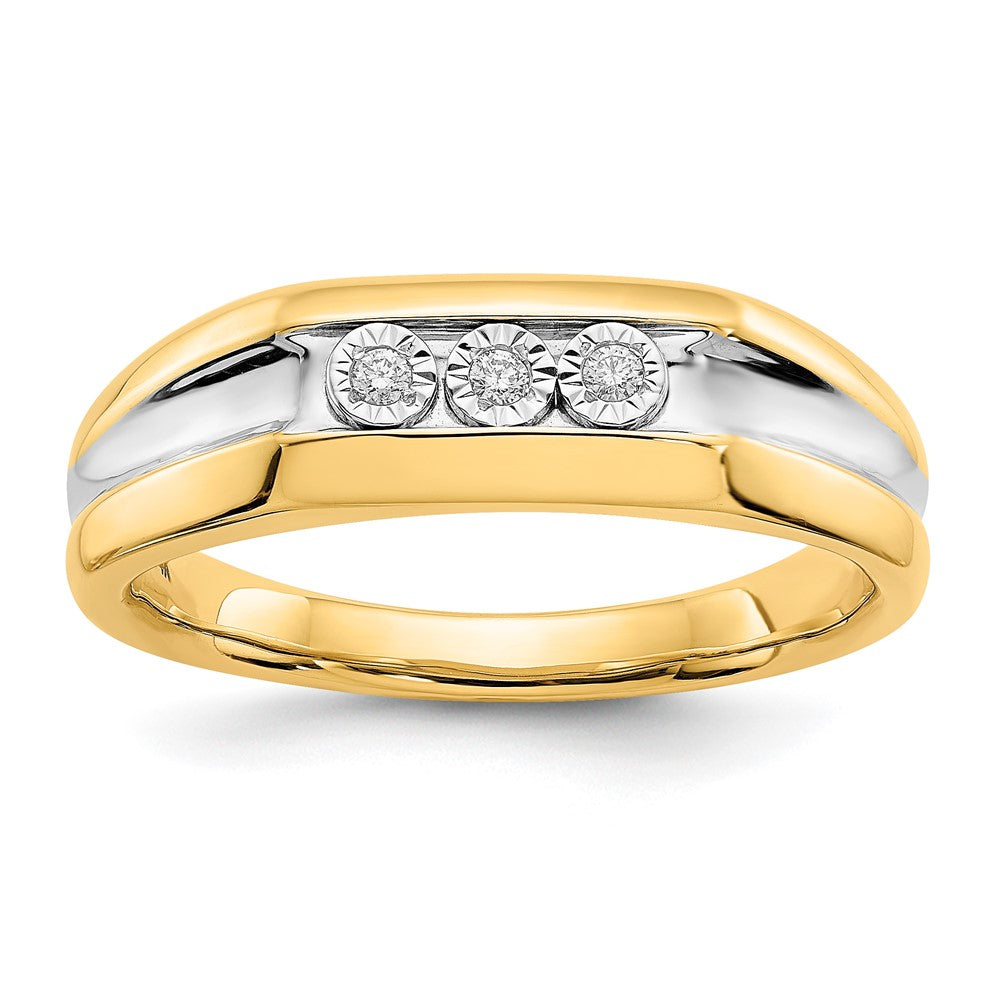 14K Gelb & Rhodium mit Diamant Herren Ring