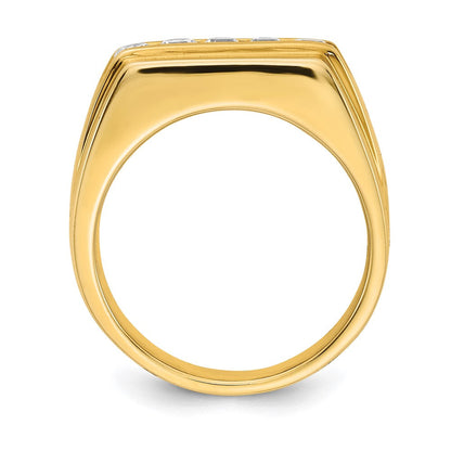 14K Gelbgold Herrenring mit 5 natürlichen Diamanten, 0,53 ct Gesamtgewicht