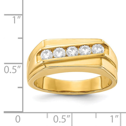 14K Gelbgold Diamant 5 Stein Herren Ring