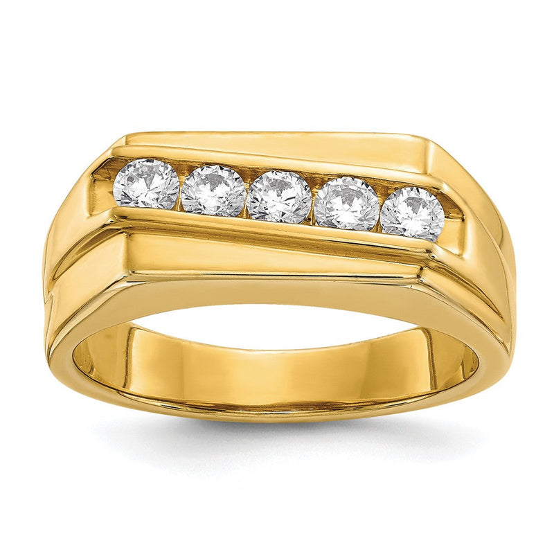 14K Gelbgold Herrenring mit 5 natürlichen Diamanten, 0,53 ct Gesamtgewicht