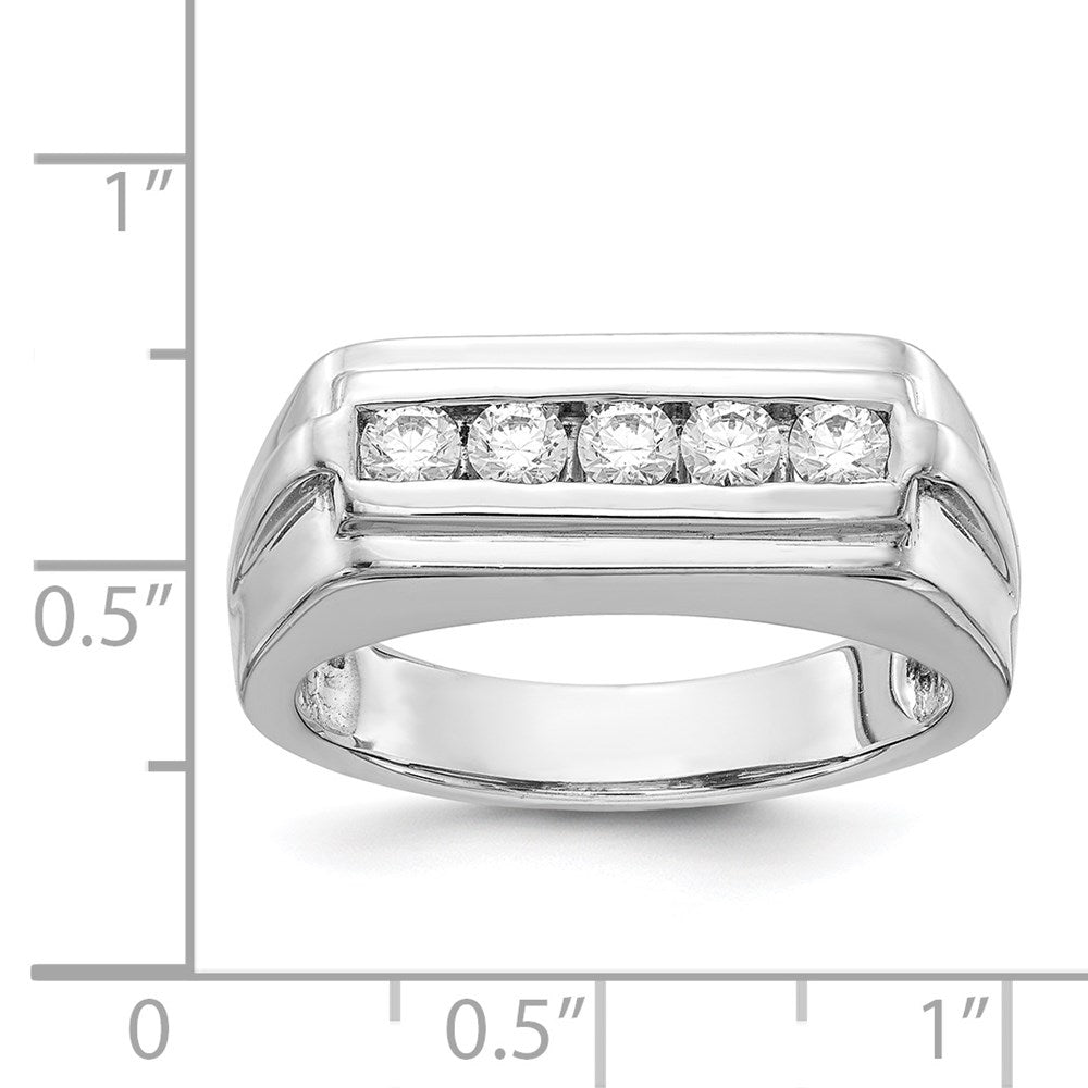 14K Weißgold Herrenring mit 5 natürlichen Diamanten