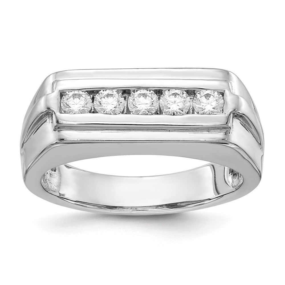 14K Weißgold Ring mit Labor-gezüchteten Diamanten VS/SI+ G+, 5 Steine, Herren