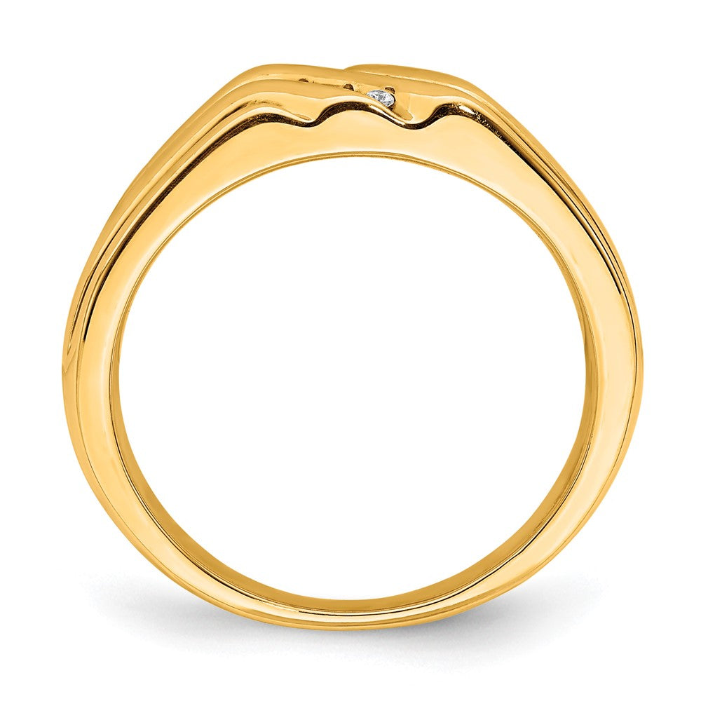 10K Gelb mit Rhodium 10K Diamant Herren Ring