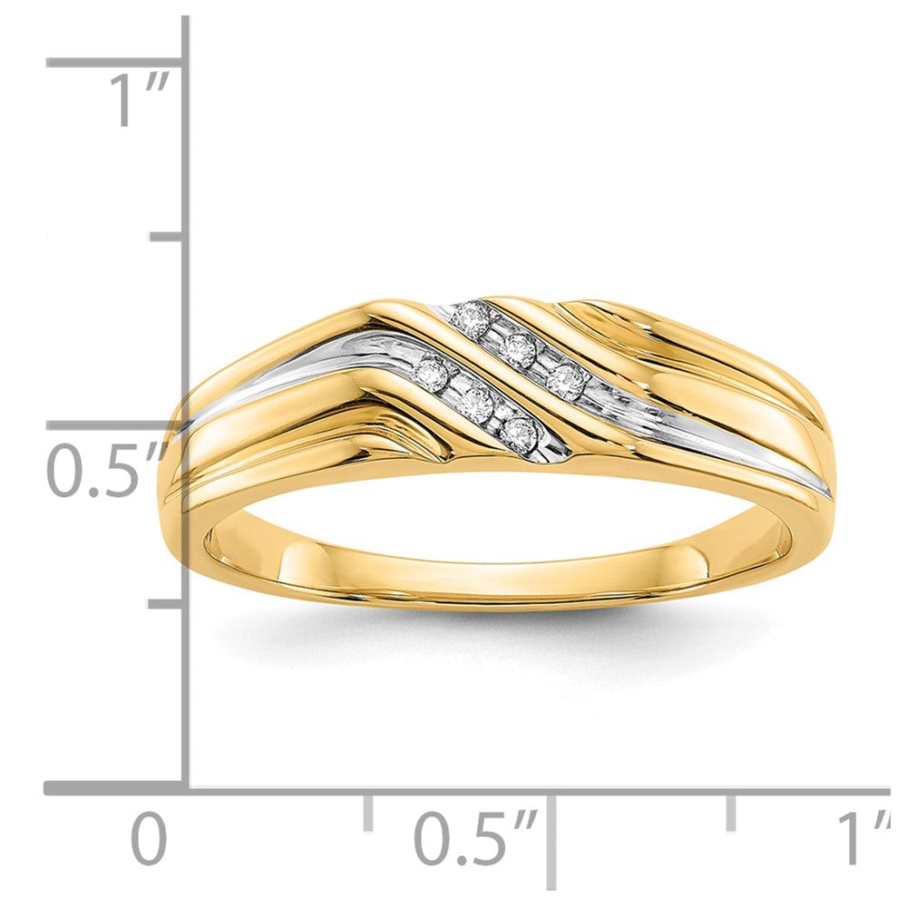 10K Gelb mit Rhodium 10K Diamant Herren Ring